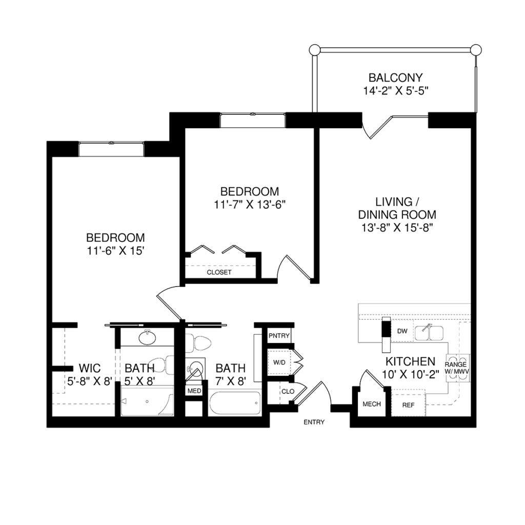 Two bedroom apartments at Brandon Oaks