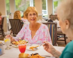 Woman enjoying lunch in a restaurant