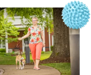 woman walking her dog