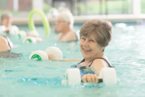 exercise class in the pool