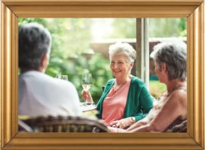 Friends talking in a picture frame